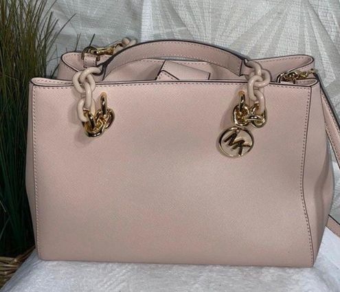 Michael Michael Kors Cynthia Medium Saffiano Leather Satchel - Soft Pink/Gold