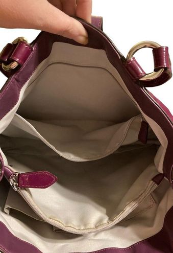 Coach Penn Signature Patent Leather Shoulder Bag - Magenta