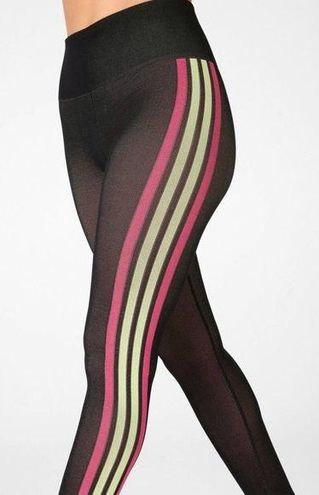 Fabletics High Waisted Seamless Stripe Black Leggings - Small