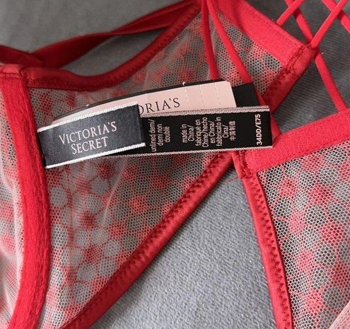 Victoria's Secret New Very Sexy Starburst Unlined Demi Bra 34DD Red Sheer  Mesh Size undefined - $33 New With Tags - From K