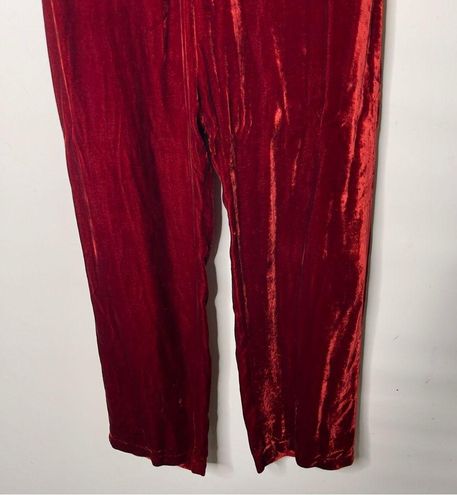 BCBGMAXAZRIA Colton Velvet Wide Leg High Rise Pants in Burn Orange