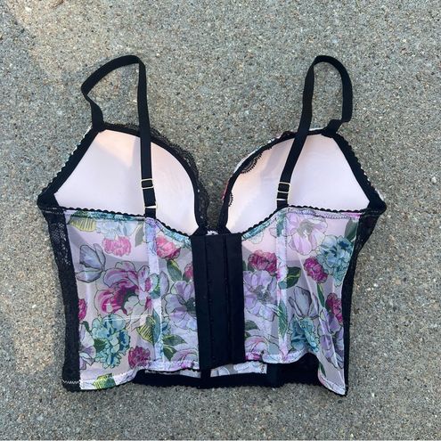 Victoria's Secret Very Sexy Floral Black Lace Corset Bra 34B Size undefined  - $64 - From Prairie
