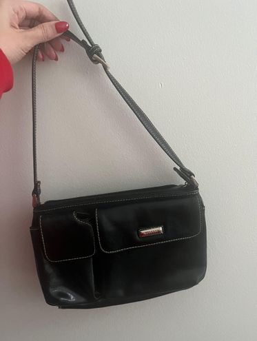 BLACK ROSETTI SHOULDER Bag Purse Large Faux Leather Preowned $7.99 -  PicClick