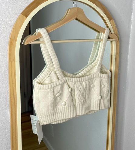 Cropped Sweater Tank Top White