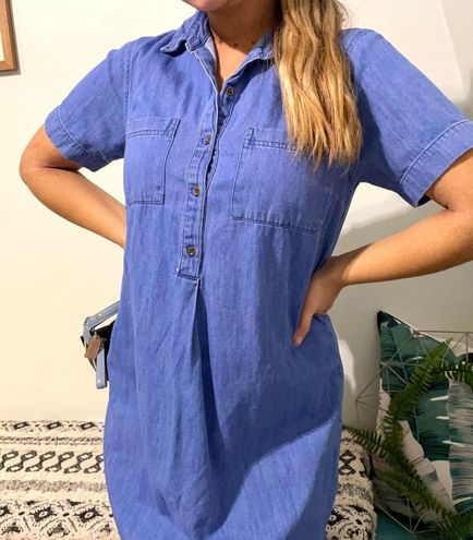 Old Navy Womens Chambray Denim Shirt Dress Blue Collar Long Sleeve 100%  Cotton S | eBay