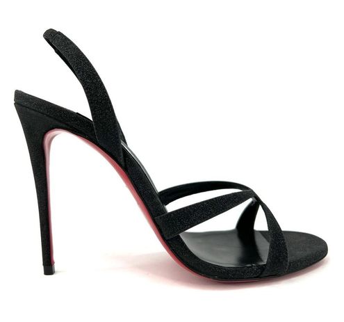 100mm Round Open Toe Ankle Strap High Heel Sandals Red Bottom Pumps