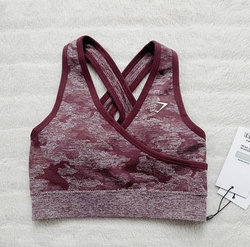 Gymshark Camo Seamless Sports Bra in Winter Berry Red Size XS - $50 New  With Tags - From May