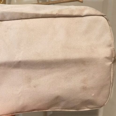 Victoria's Secret Tote Bag Canvas White Pink Gold Metallic Straps