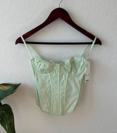 Bdg Urban Outfitters Modern Love Corset Top In Light Green