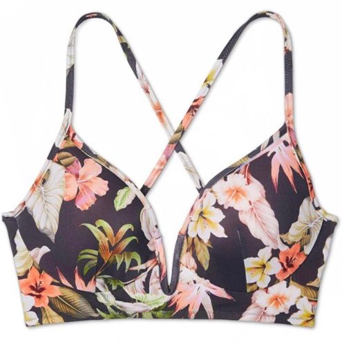 Shade & Shore NWOT 34DD Gray Floral Bikini Top Wired Underwire Cups - $29 -  From apricklycactus