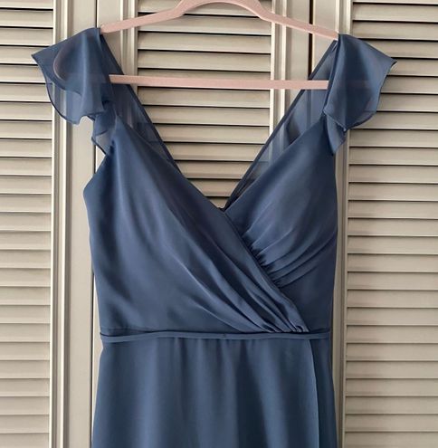 David's Bridal Steel Blue Bridesmaid Dress Size 8 - $39 (60% Off