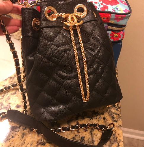 Chanel NEW VIP Gift Black Gold Bucket Bag Crossbody Handbag purse - $294  New With Tags - From Upcycled