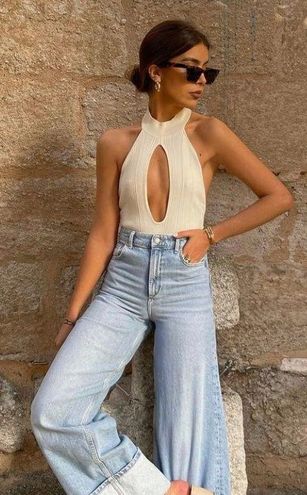 ZARA KNIT CUT OUT HALTER NECK BODYSUIT - $64 New With