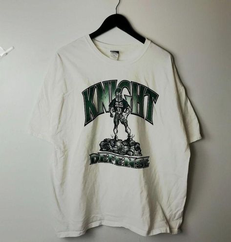 Y2K Vintage Knight Defense Football Player T Shirt Sports Graphic Tee White  2XL Size undefined - $28 - From The