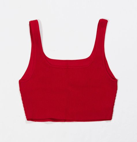 Babaton Sculpt Knit Squareneck Cropped Stretch Ribbed Tank Bra Top