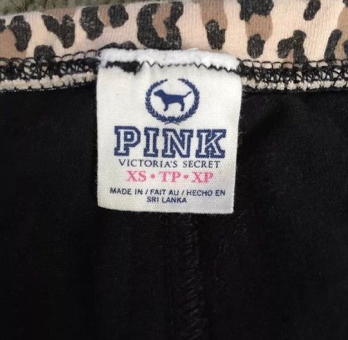 PINK - Victoria's Secret Leopard Fold Over Yoga Crop Pant A4 Black