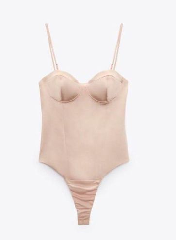 ZARA Champagne Satin Bustier-Inspired Corset Bodysuit - M Gold Size M - $18  - From revivalmdc