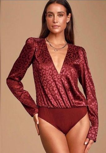 Red Lace Bodysuit Long Sleeve