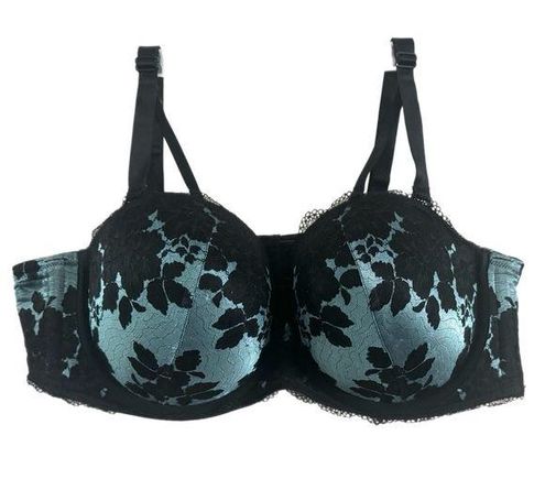 Torrid Lace Plunge Push-up Bra Blue and Black 46C Size undefined