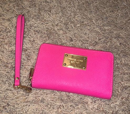 Michael Kors hot pink leather wristlet wallet - $60 (40% Off Retail) - From  carley