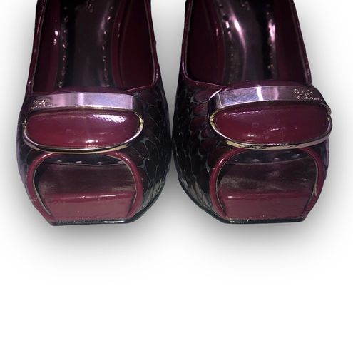 BCBGirls Patent Leather Open Toe Heel Cherrywood Snakeskin Crocodile  women's 8.5 Size undefined - $23 - From Kerrii