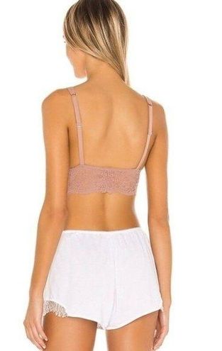 Free People NEW Size XS Teegan Bralette Lace Ribbed Strawberry Nude  OB1086724