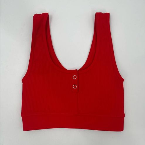 Bombshell sportswear NEW Sports Bra Medium Seamless Snap Button Ribbed Red  NWOT - $50 - From Leigh