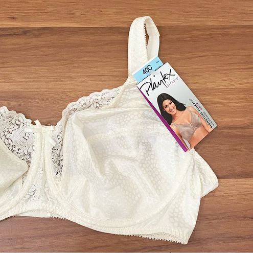 PLAYTEX 4422 Signature Florals Mother of Pearl Unlined Underwire Bra Size 40C  White - $26 New With Tags - From Beadsatbp