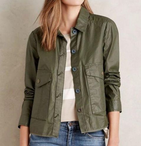 Anthropologie, Jackets & Coats, Anthropologie Womens Peplum Military  Jacket Size Xs Olive Green