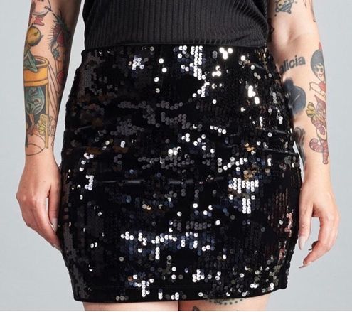 black sequin skirt express