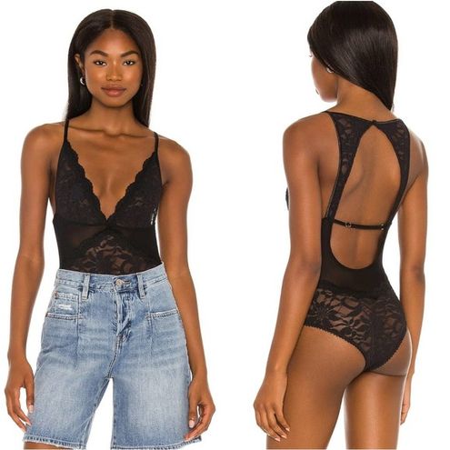 Free People NWT Speed Date Black Lace Bodysuit Size XS - Black Strappy  Lingerie - $51 New With Tags - From Iryna