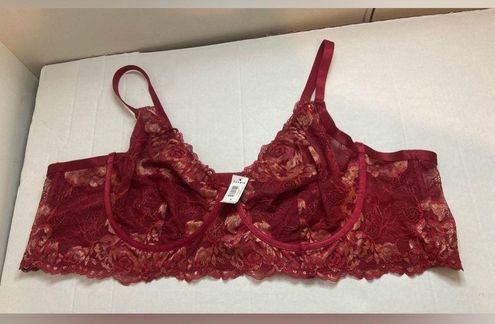 Plus Size - Unlined Longline Underwire Bra - Lace Red & Gold - Torrid