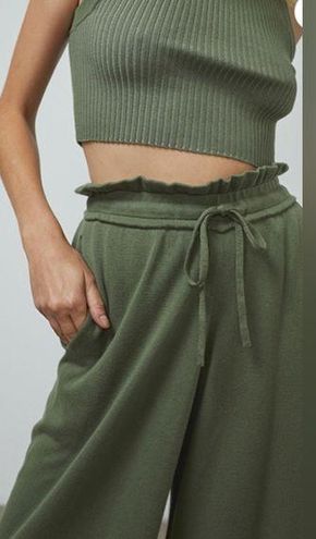 Lunya Cozy Cotton Silk Relaxed Ankle Pants Humble Green Small NWOT