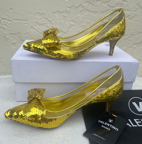 Valentino Gold Bow Pumps Size 37