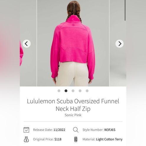 Scuba Oversized Funnel Neck Half Zip, Sonic Pink