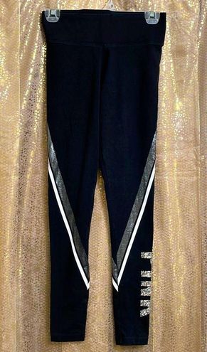 PINK - Victoria's Secret RARE black/silver sequin bling yoga pants, size XS,  EUC Black - $45 - From Jessica