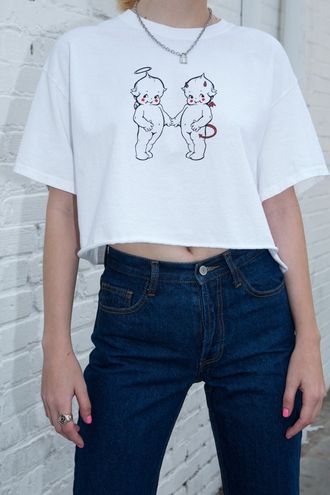 Brandy Melville Angel And Devil Cropped Tee White 25 28 Off Retail From Ruby Brandy Melville Angel And Devil Cropped Tee White 25 28 Off Retail From Ruby