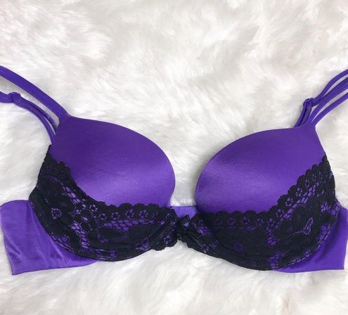 Victoria's Secret Very Sexy Purple & Black Lace Push Up Bra Size 32B - $23  - From Megan