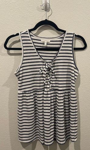 MAURICES White Stripe Lace Up Babydoll Tank Top