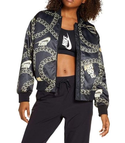 Nike Sportswear Icon Clash Black White Zip Up Bomber Jacket Womens