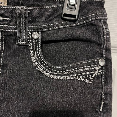 Earl jeans black with rhinestone embellishments size 4p - $32