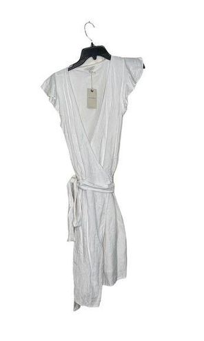 Lucky Brand Wrap Dress Size Small White Linen Blend Side Tie Womens New -  $50 New With Tags - From Ben