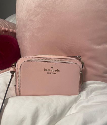 New Kate Spade Staci Dual Zip Around Crossbody Chalk Pink