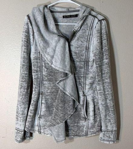 Blanc NOIR Jacket Drape Style Full Zip Soft Fleece Burnout Style