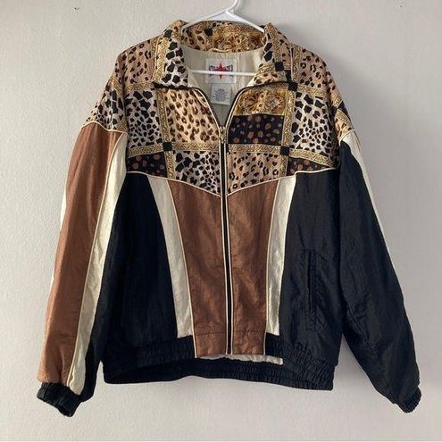 Active Frontier Vintage Y2K 90s Animal Print Windbreaker Jacket