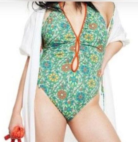 Target Rhode x Zinnia Floral print high cheeky one piece Swimsuit size L  new Green Size L - $27 New With Tags - From Amanda