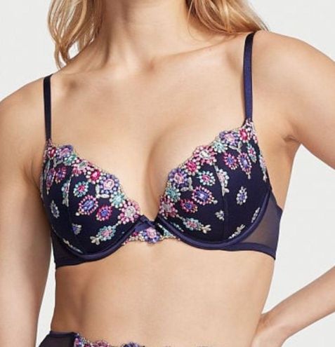 Bejeweled Embroidery Push-Up Bra