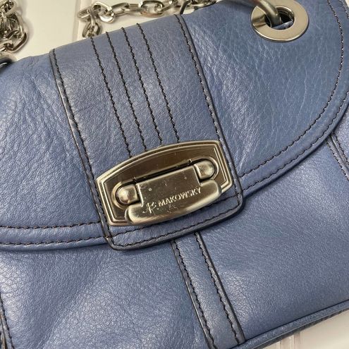 B. Makowsky Women's Blue Leather Square Shape Zipper Shoulder Strap Purse -  $30 - From Iryna