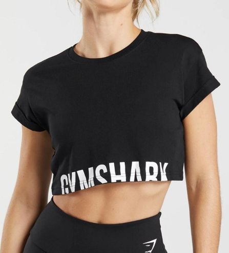 Gymshark Fraction Crop Top in Black/White Black Size L - $15