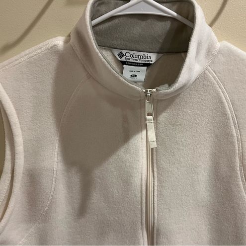 Columbia White Fleece Zip Up Vest Women’s Size XL